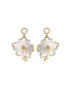 Capucine De Wolf Wild Hibiscus Mother Of Pearl Drop Earrings In 18k Gold Plate