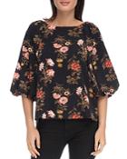 B Collection By Bobeau Larisa Floral Balloon Sleeve Blouse