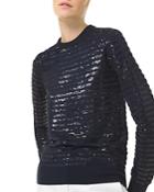 Michael Michael Kors Embellished Striped Crewneck Sweater