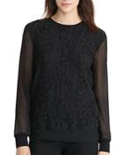 Lauren Ralph Lauren Sheer Sleeve Lace Sweatshirt