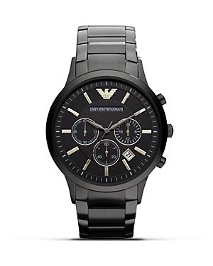 Emporio Armani 316 Stainless Steel Bracelet With Black Dial Watch, 43mm