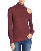 Three Dots Thermal Cold-shoulder Turtleneck Sweater