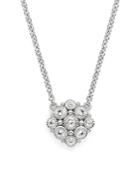 Judith Ripka Sterling Silver La Petite Snowflake Beaded Pendant Necklace With White Sapphire, 17