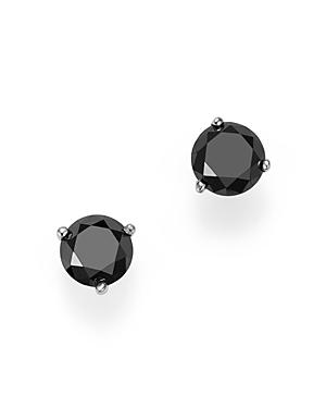 Black Diamond Stud Earrings In 14k White Gold, 1.0 Ct. T.w.