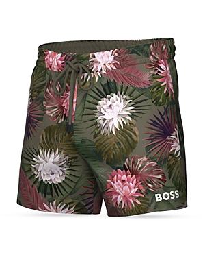 Boss Turtle Floral Print Regular Fit Swim Trunks