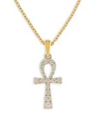 Bloomingdale's Diamond Ahnk Cross Pendant Necklace In 14k White And Yellow Gold 17, 0.1 Ct. T.w. - 100% Exclusive