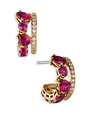 Nadri Love All Cubic Zirconia & Synthetic Corundum Double Row Hoop Earrings In 18k Gold Plated