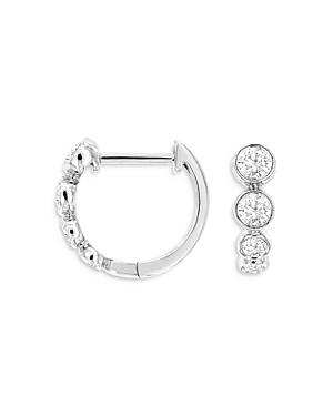 Bloomingdale's Diamond Bezel Set Huggie Hoop Earrings In 14k White Gold, 0.30 Ct. T.w. - 100% Exclusive