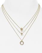 Aqua Chrissy Gold Ring Layered Necklace, 14