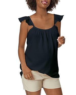 Stowaway Collection Gauze Ruffle Strap Maternity Tank