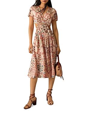 Ba & Sh Giana Printed Cutout Midi Dress