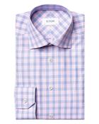 Eton Plaid Convertible Cuff Contemporary Fit Dress Shirt