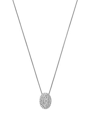 Bloomingdale's Diamond Cluster Halo Oval Pendant Necklace 14k White Gold, 1.0 Ct. T.w. - 100% Exclusive