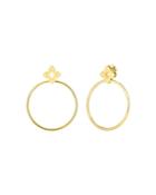 Roberto Coin 18k Yellow Gold Venetian Princess Diamond Flower Drop Hoop Earrings