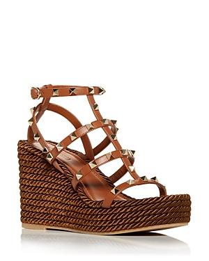 Valentino Garavani Women's Rockstud Torchon Cage Espadrille Wedge Sandals