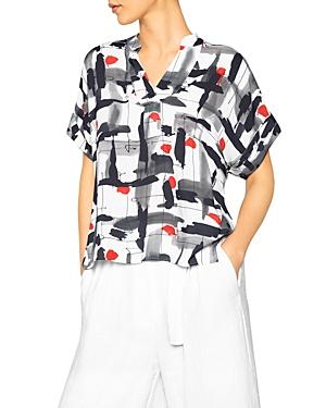 B New York Henley Abstract Print Top