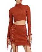 Herve Leger Variegated Rib Lace Up Crop Top