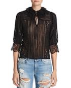 Alice + Olivia Paulette Pintuck Lace-inset Top