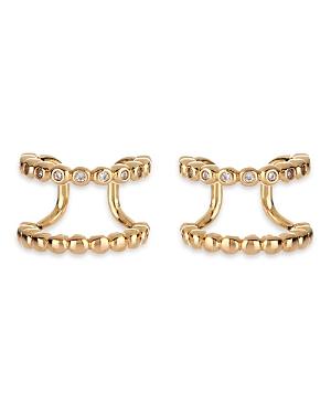 Luv Aj Pave & Bead Double Row Cuff Earrings