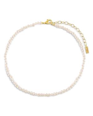 Adinas Jewels Tiny Pearl Cultured Freshwater Pearl Ankle Bracelet In 14k Gold Plated Sterling Silver