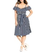 City Chic Plus Stripe Affair Fit-and-flare Dress