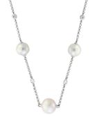Bloomingdale's Freshwater Pearl & Diamond Station Necklace In 14k White Gold, 18 - 100% Exclusive