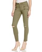 Noisy May Lucy Slim Zip Jeans In Ivy Green