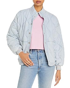 Blanknyc Quilted Drop Shoulder Washed Denim Jacket