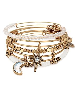 Alex And Ani Moon & Star Expandable Wire Bangles, Set Of 5