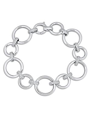 Alberto Amati Sterling Silver Diamond Graduated Round Link Bracelet