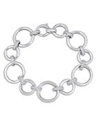 Alberto Amati Sterling Silver Diamond Graduated Round Link Bracelet