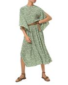 Michael Michael Kors Floral Print Flutter Sleeve Silk Dress