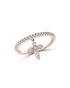 Bloomingdale's Diamond Cross Dangle Cross Ring In 14k Rose Gold, 0.35 Ct. T.w. - 100% Exclusive