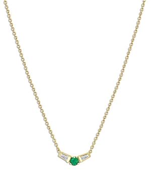 Zoe Chicco 14k Yellow Gold Emerald Gemstones Emerald & Diamond Choker Necklace, 14-16