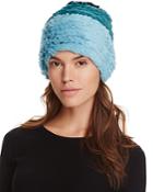 Jocelyn Color Block Rabbit Fur Knit Hat