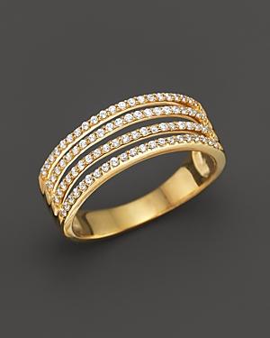 Diamond Multirow Band Ring In 14k Yellow Gold, .30 Ct. T.w.