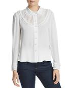 Alice + Olivia Noreen Embellished Pintuck Silk Blouse