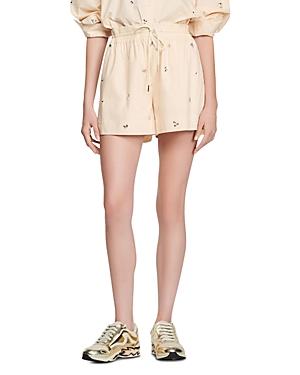Sandro Andalousie Rhinestone Embellished Drawstring Shorts