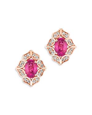 Bloomingdale's Ruby & Diamond Art Deco Stud Earrings In 14k Rose Gold - 100% Exclusive