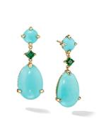 David Yurman Chatelaine Drop Earrings In 18k Yellow Gold With Mexican Turquoise & Tsavorite