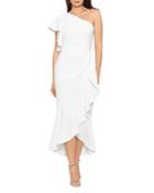 Aqua Scuba Crepe One Shoulder Midi Dress - 100% Exclusive