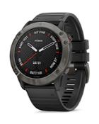 Garmin Fenix 6x Carbon Gray Dlc Black Rubber Strap Smartwatch, 51mm