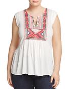 Lucky Brand Plus Embroidered Tank
