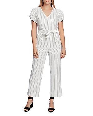Vince Camuto Pinstriped Flutter-sleeve Jumpsuit