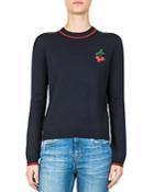 The Kooples Cherry-embroidered Wool Sweater