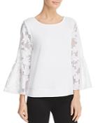 Cupio Floral Lace Bell Sleeve Top