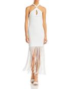 Alice And Olivia Steph Twist Neck Fringe Dress