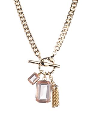 Ralph Lauren Gold-tone Stone Square & Chain Tassel Pendant Necklace, 17