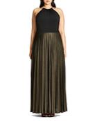 City Chic Shimmer Pleat Maxi Dress