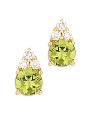 Bloomingdales Peridot & Diamond Stud Earrings In 14k Yellow Gold - 100% Exclusive